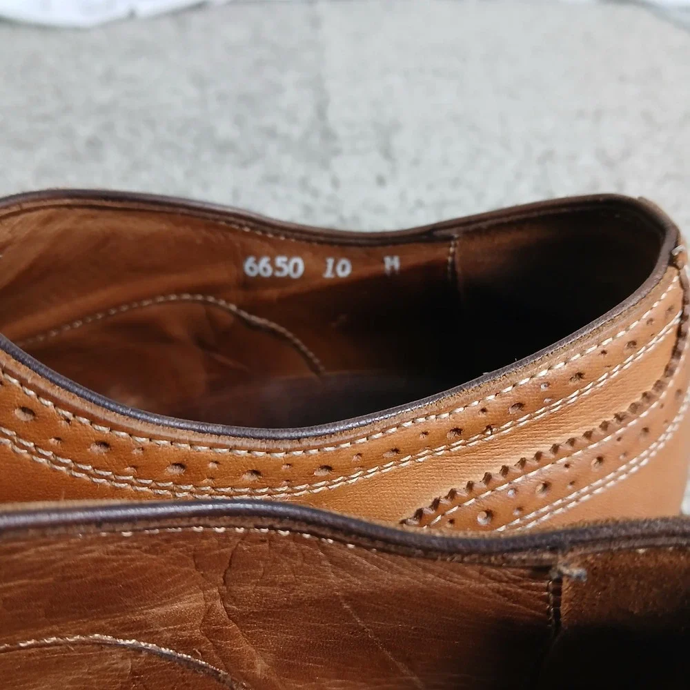 Cuoio Mens Tan Leather Wingtip Brogue Oxford Dress Shoes Made in Italy 6650 10M